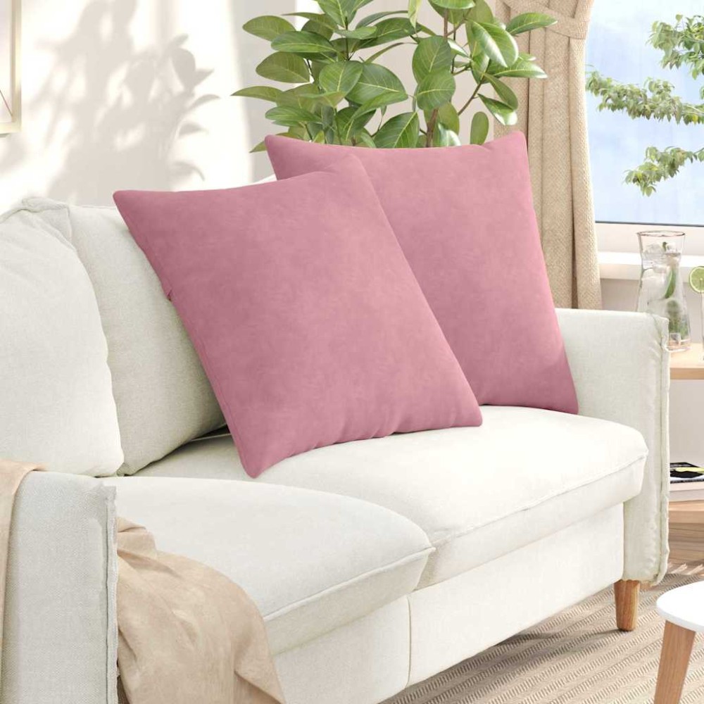 vidaXL Μαξιλάρι Καναπέ 2 pcs Ροζ 80 x 80 cm Υφασμάτινο Κορντουρά
