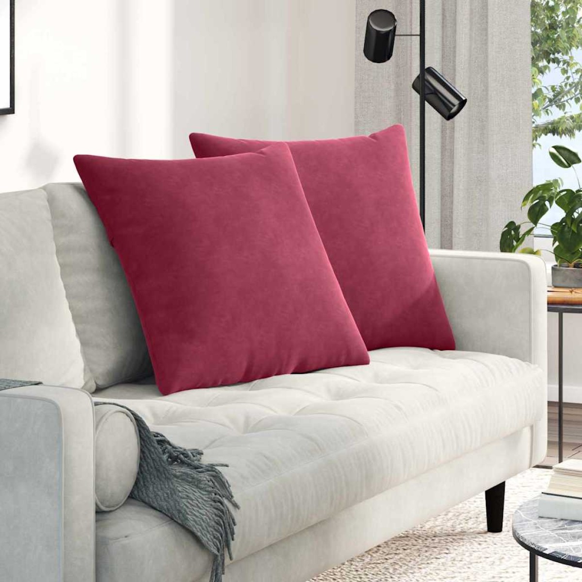 vidaXL Μαξιλάρι Καναπέ 2 pcs Κόκκινο 80 x 80 cm Υφασμάτινο Κορντουρά