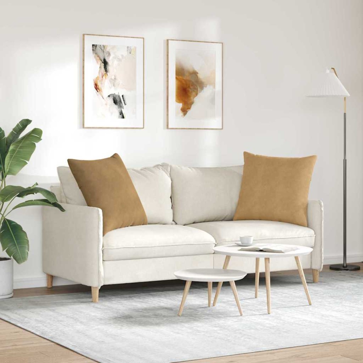 vidaXL Μαξιλάρι Καναπέ 2 pcs Καφέ 80 x 80 cm Υφασμάτινο Κορντουρά