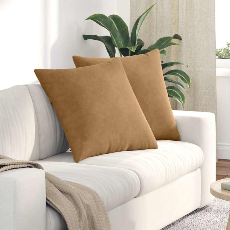 vidaXL Μαξιλάρι Καναπέ 2 pcs Καφέ 80 x 80 cm Υφασμάτινο Κορντουρά