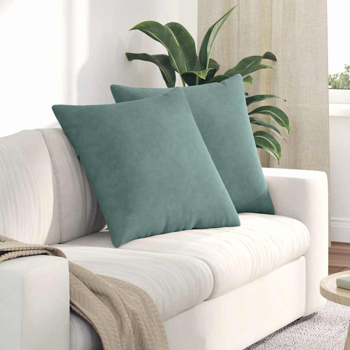 vidaXL Μαξιλάρι Καναπέ 2 pcs Θαλασσί 80 x 80 cm Υφασμάτινο Κορντουρά
