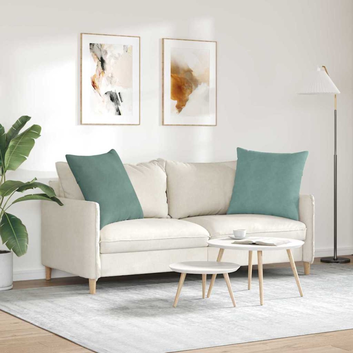 vidaXL Μαξιλάρι Καναπέ 2 pcs Θαλασσί 80 x 80 cm Υφασμάτινο Κορντουρά