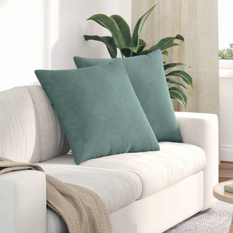 vidaXL Μαξιλάρι Καναπέ 2 pcs Θαλασσί 80 x 80 cm Υφασμάτινο Κορντουρά
