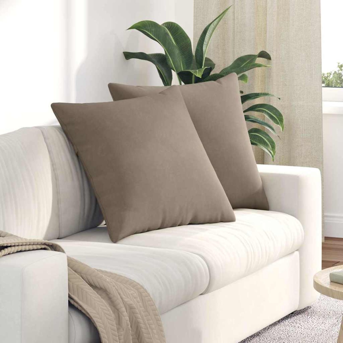 vidaXL Μαξιλάρι Καναπέ 2 pcs Taupe 80 x 80 cm ύφασμα