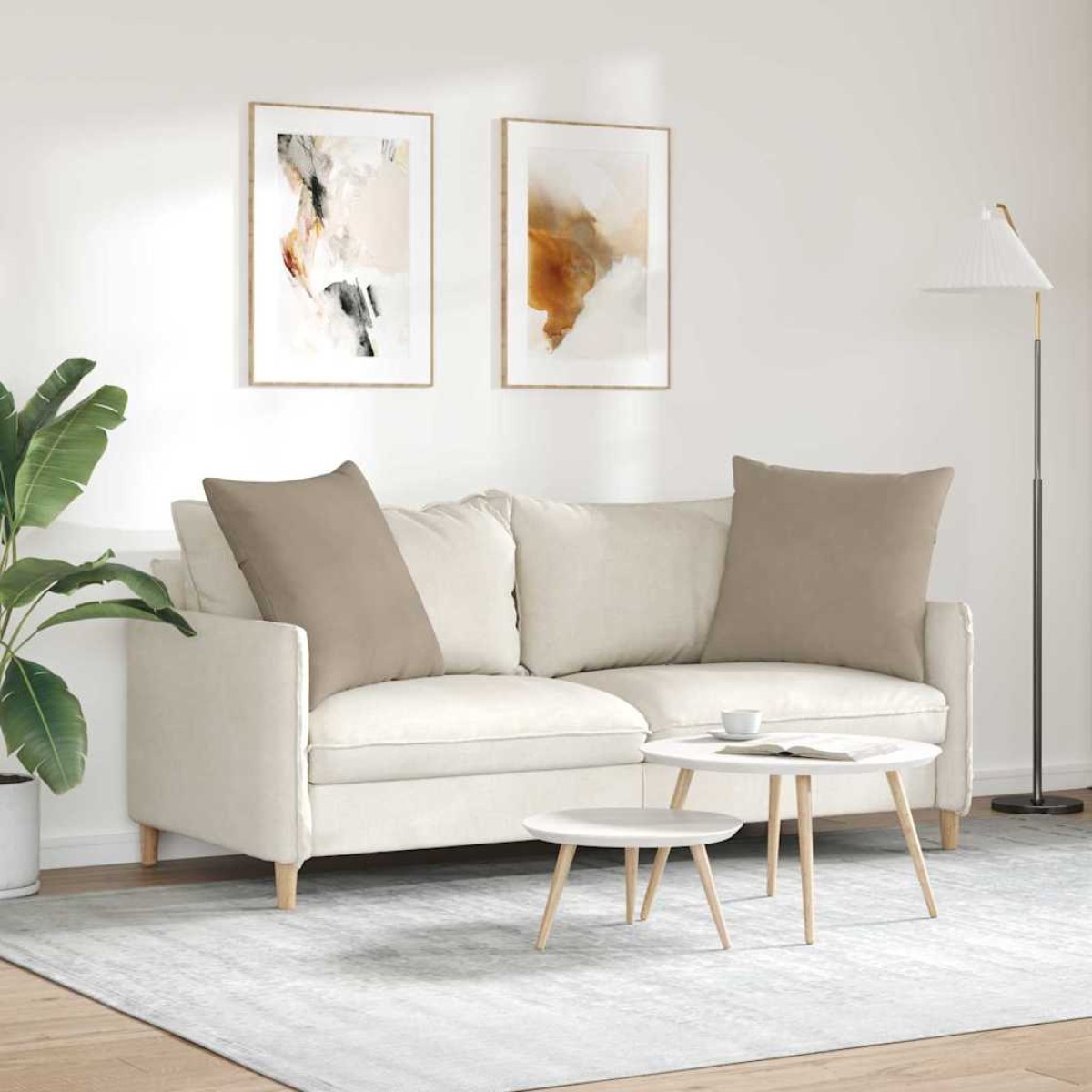 vidaXL Μαξιλάρι Καναπέ 2 pcs Taupe 80 x 80 cm ύφασμα