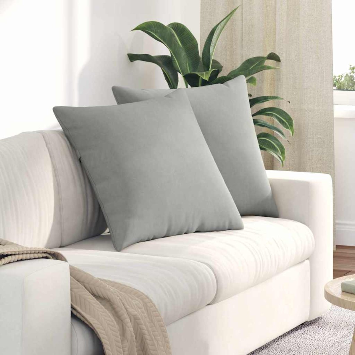 vidaXL Μαξιλάρι Καναπέ 2 pcs Ανοιχτό γκρι 80 x 80 cm ύφασμα