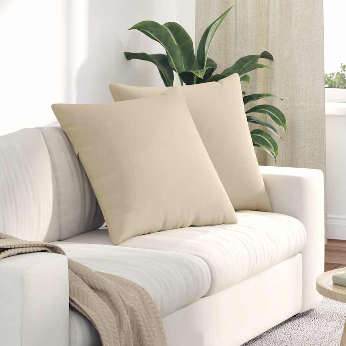 vidaXL Μαξιλάρι Καναπέ 2 pcs Κρεμ 80 x 80 cm ύφασμα