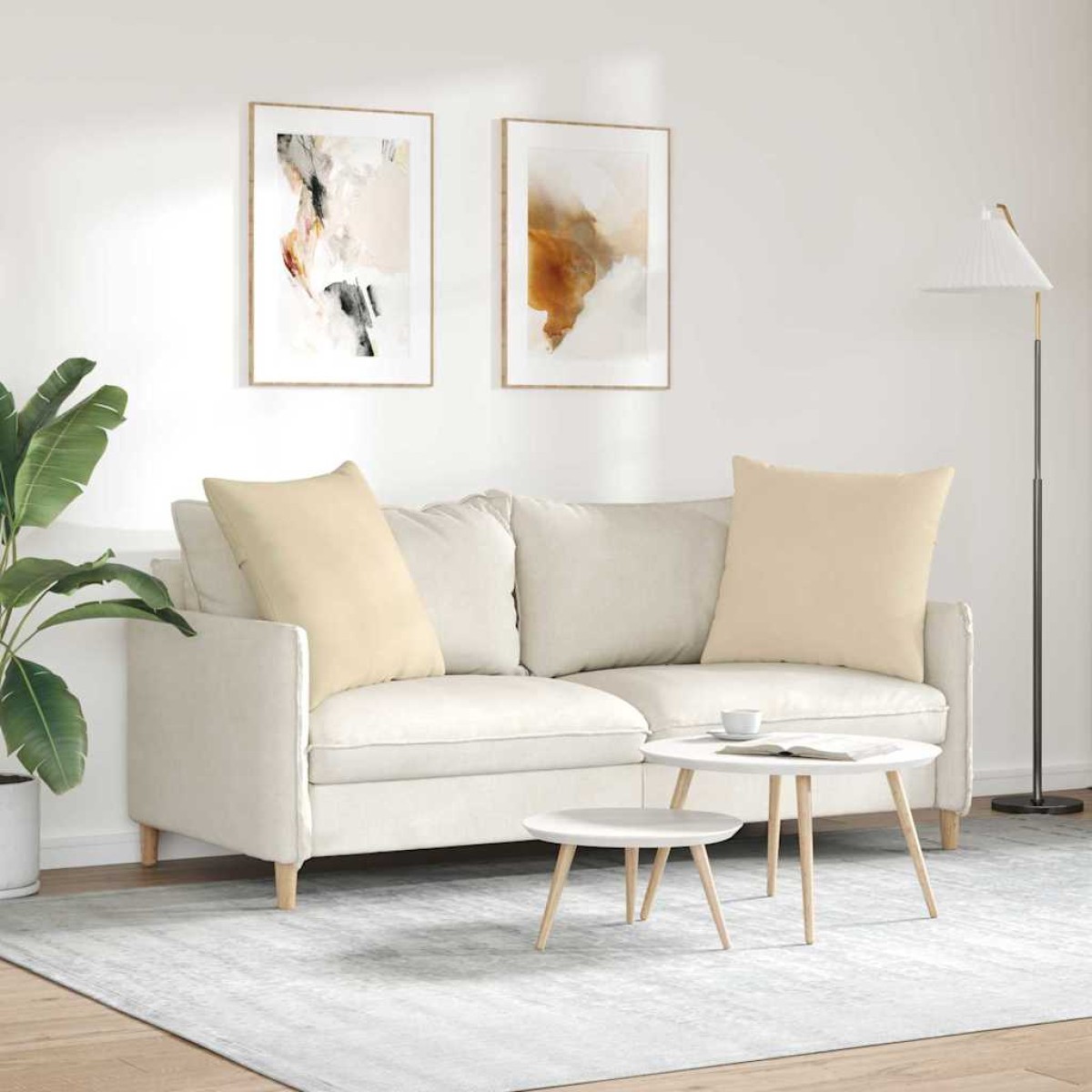 vidaXL Μαξιλάρι Καναπέ 2 pcs Κρεμ 80 x 80 cm ύφασμα