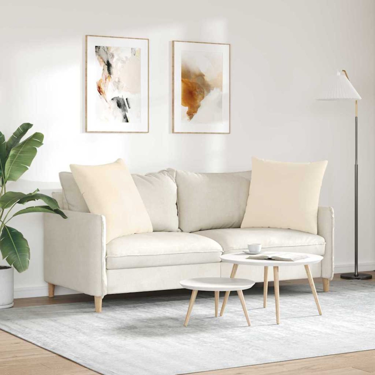 vidaXL Μαξιλάρι Καναπέ 2 pcs Μπεζ 80 x 80 cm ύφασμα