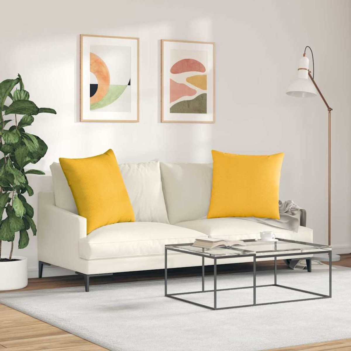 vidaXL Μαξιλάρι Καναπέ 2 pcs Απαλό Κίτρινο 80 x 80 cm