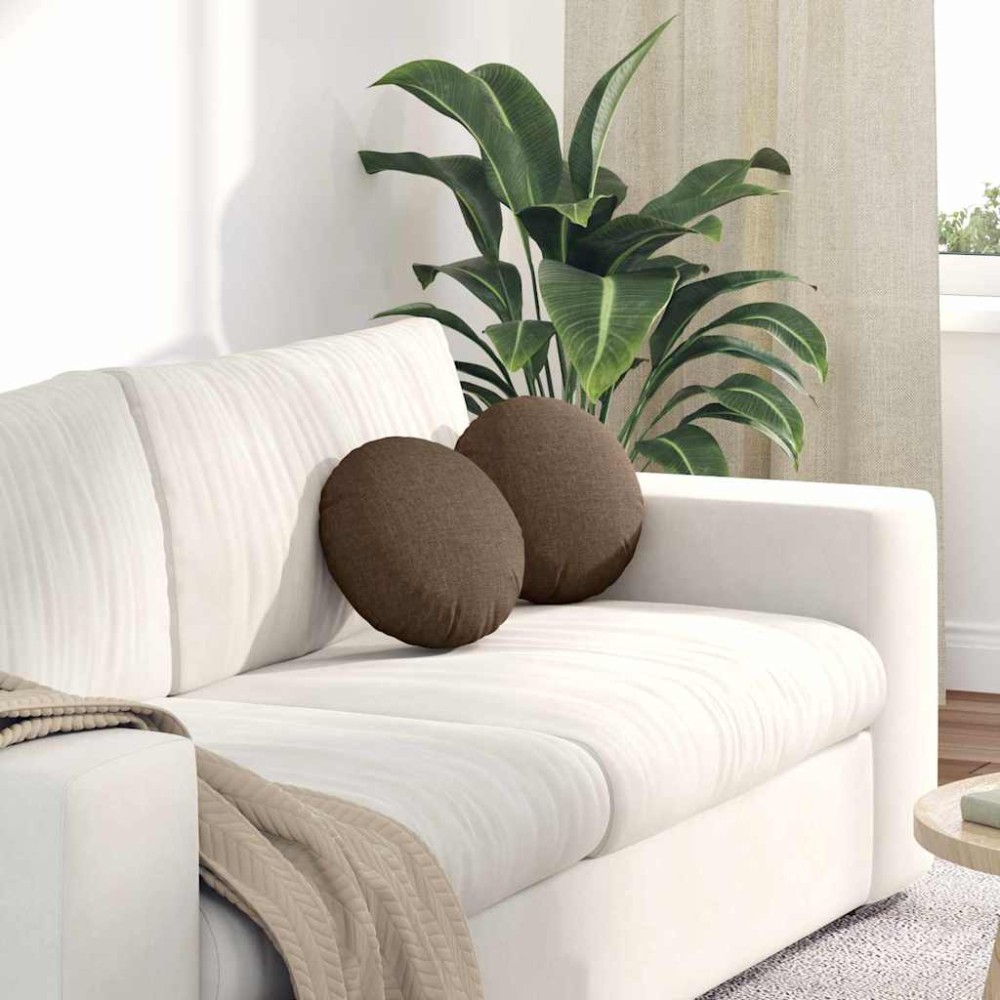 vidaXL Μαξιλάρια καθισμάτων 2 pcs ύφασμα Καφέ Ø30 x 13 εκ