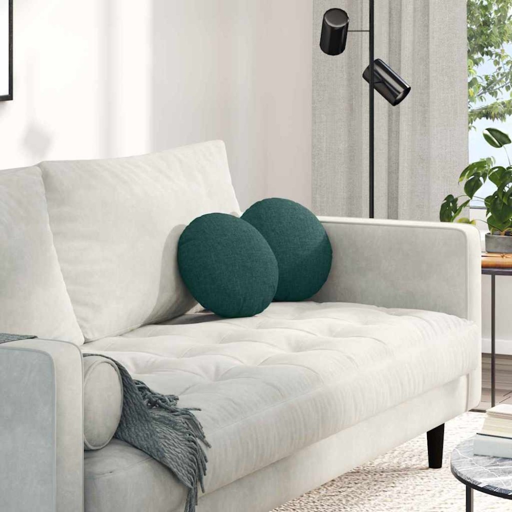 vidaXL Μαξιλάρια καθισμάτων 2 pcs ύφασμα Σκούρο Πράσινο Ø30 x 13 εκ