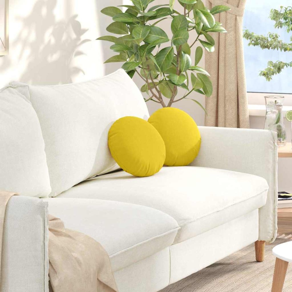 vidaXL Μαξιλάρια καθισμάτων 2 pcs ύφασμα Απαλό Κίτρινο Ø30 x 13 εκ