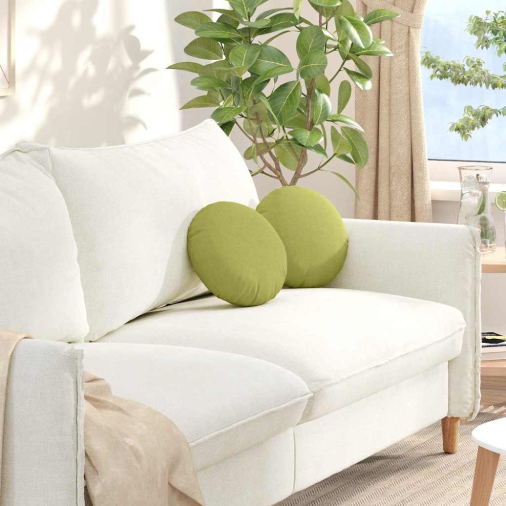 vidaXL Μαξιλάρια καθισμάτων 2 pcs ύφασμα Ανοιχτό Πράσινο Ø30 x 13 εκ
