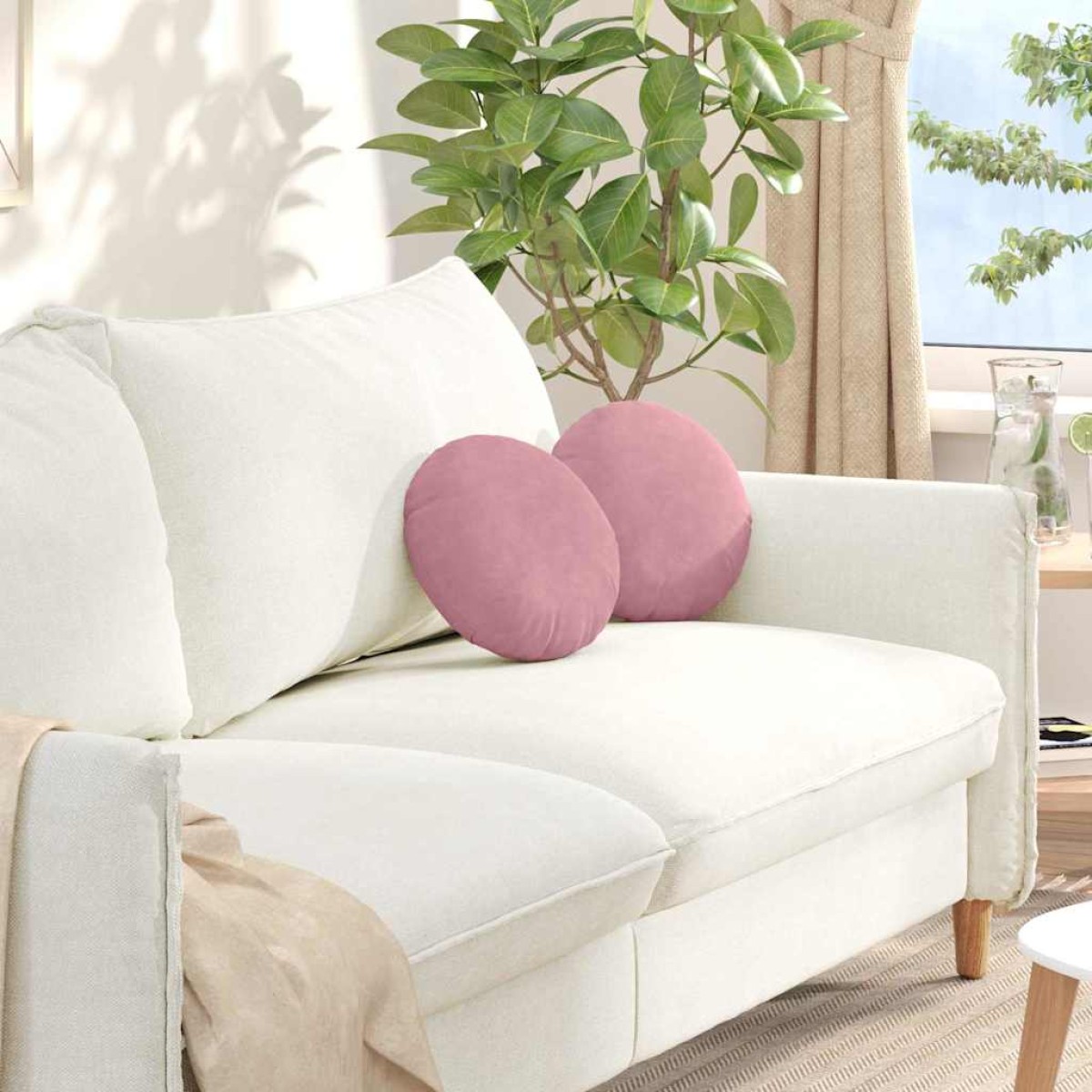 vidaXL Μαξιλάρια καθισμάτων 2 τμχ. Βελούδο Ροζ Ø30 x 13 εκ