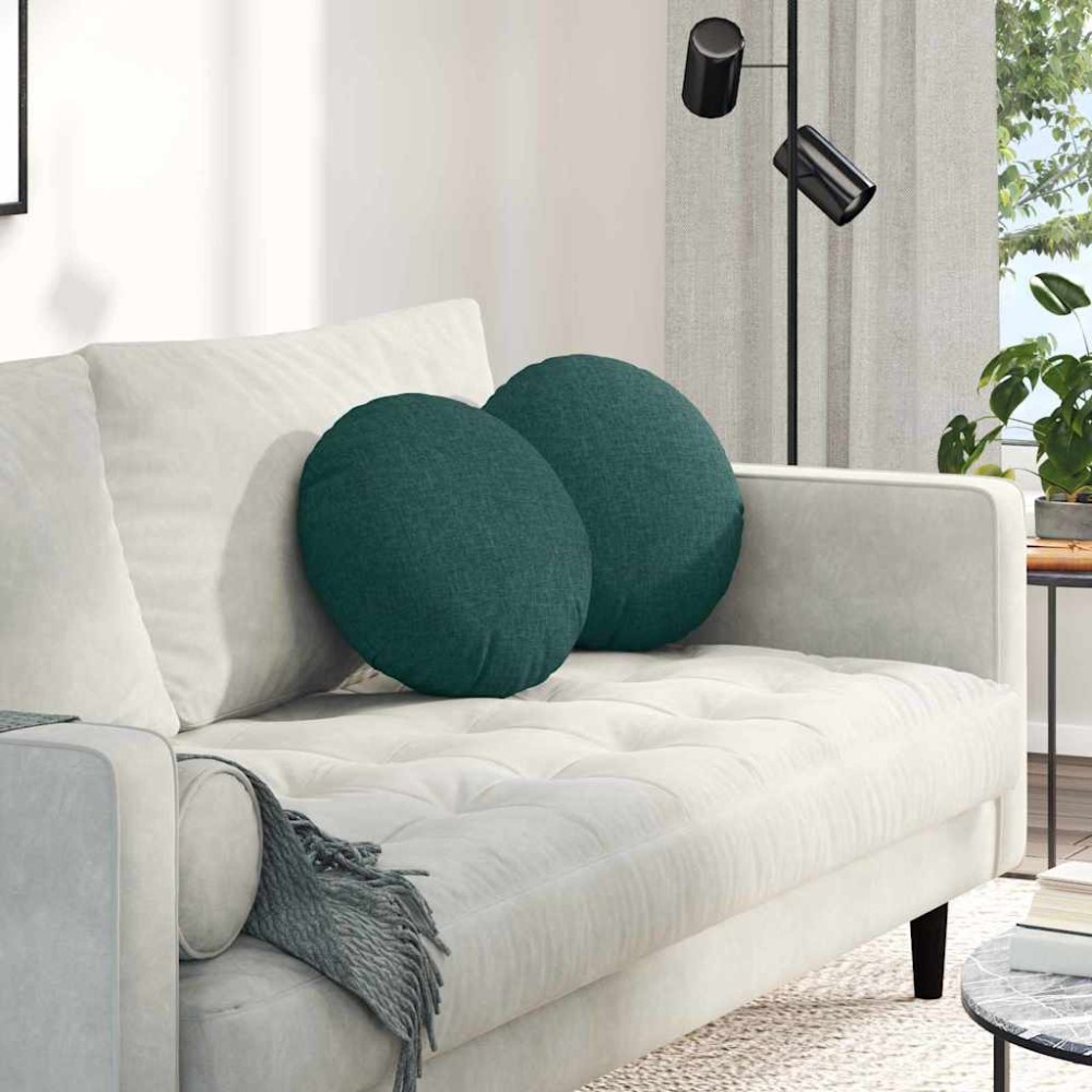 vidaXL Μαξιλάρια καθισμάτων 2 pcs ύφασμα Σκούρο Πράσινο Ø40 x 13 εκ