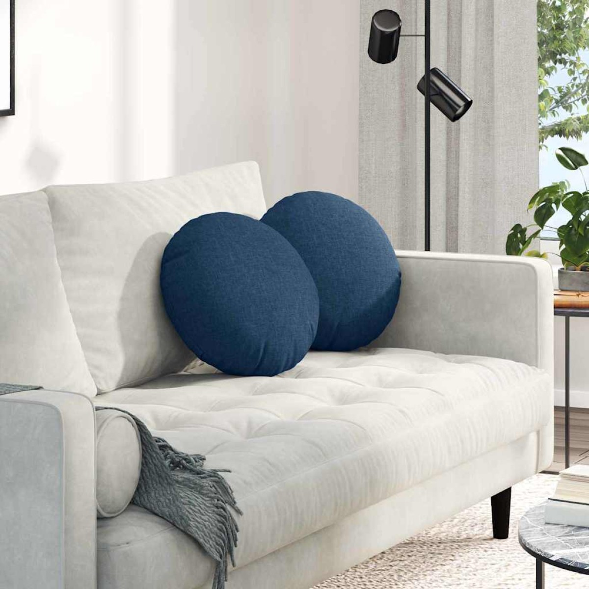 vidaXL Μαξιλάρια καθισμάτων 2 τμχ. ύφασμα Μπλε Ø40 x 13 εκ