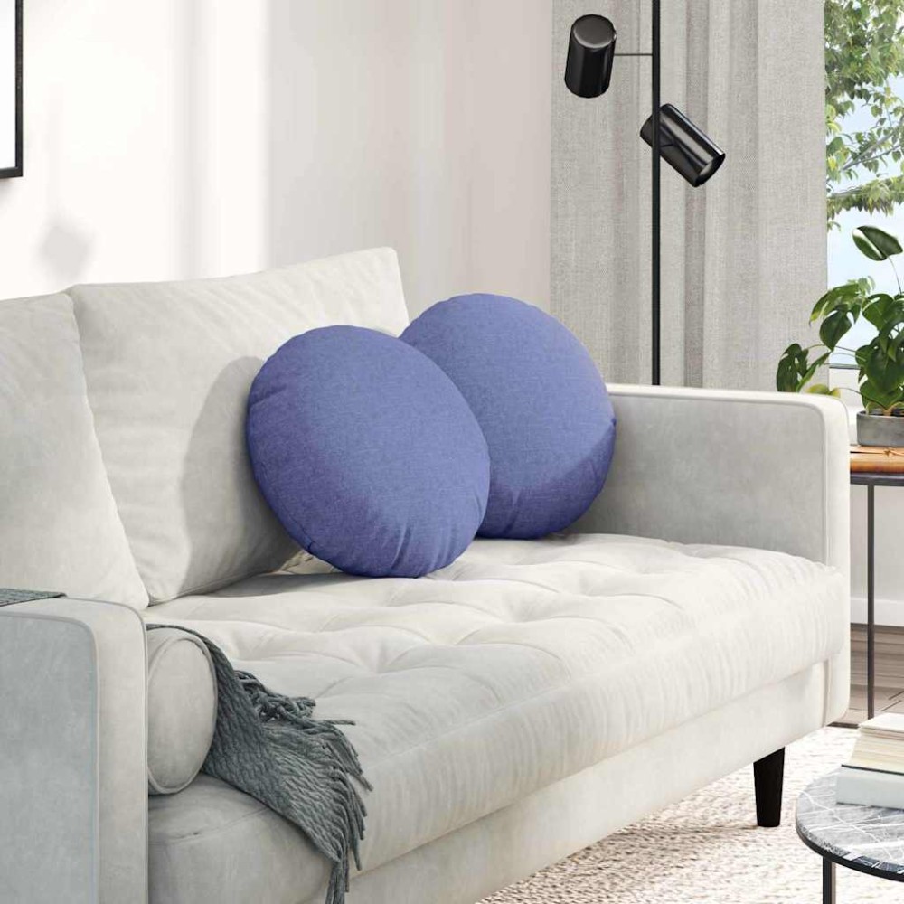 vidaXL Μαξιλάρια καθισμάτων 2 pcs ύφασμα Μπλε τζην Ø40 x 13 εκ