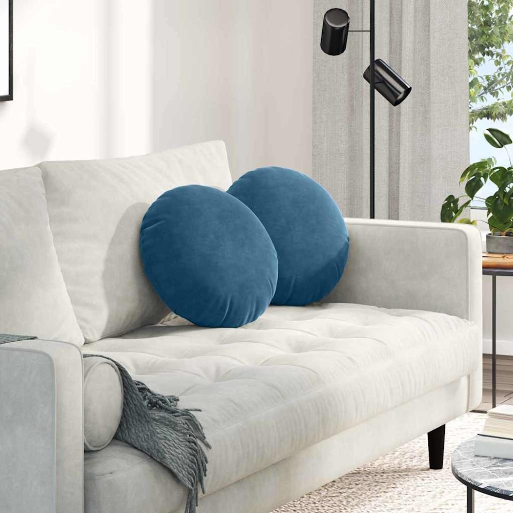 vidaXL Μαξιλάρια καθισμάτων 2 pcs Μπλε Ø 40 x 13 εκ. Βελούδο