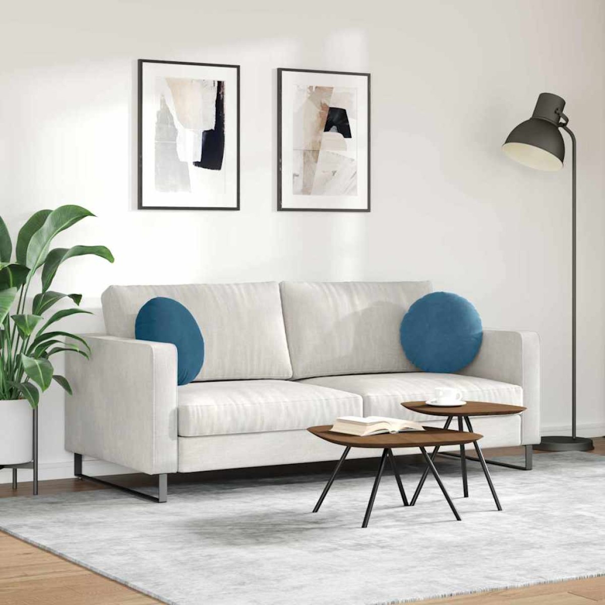 vidaXL Μαξιλάρια καθισμάτων 2 pcs Μπλε Ø 40 x 13 εκ. Βελούδο