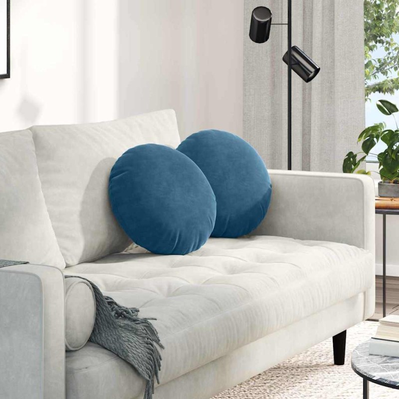 vidaXL Μαξιλάρια καθισμάτων 2 pcs Μπλε Ø 40 x 13 εκ. Βελούδο