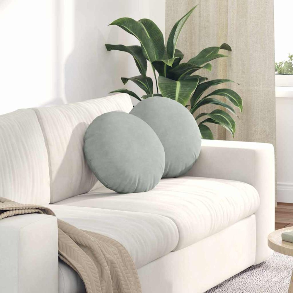 vidaXL Μαξιλάρια καθισμάτων 2 pcs Ανοιχτό γκρι Ø 40 x 13 εκ. Βελούδο