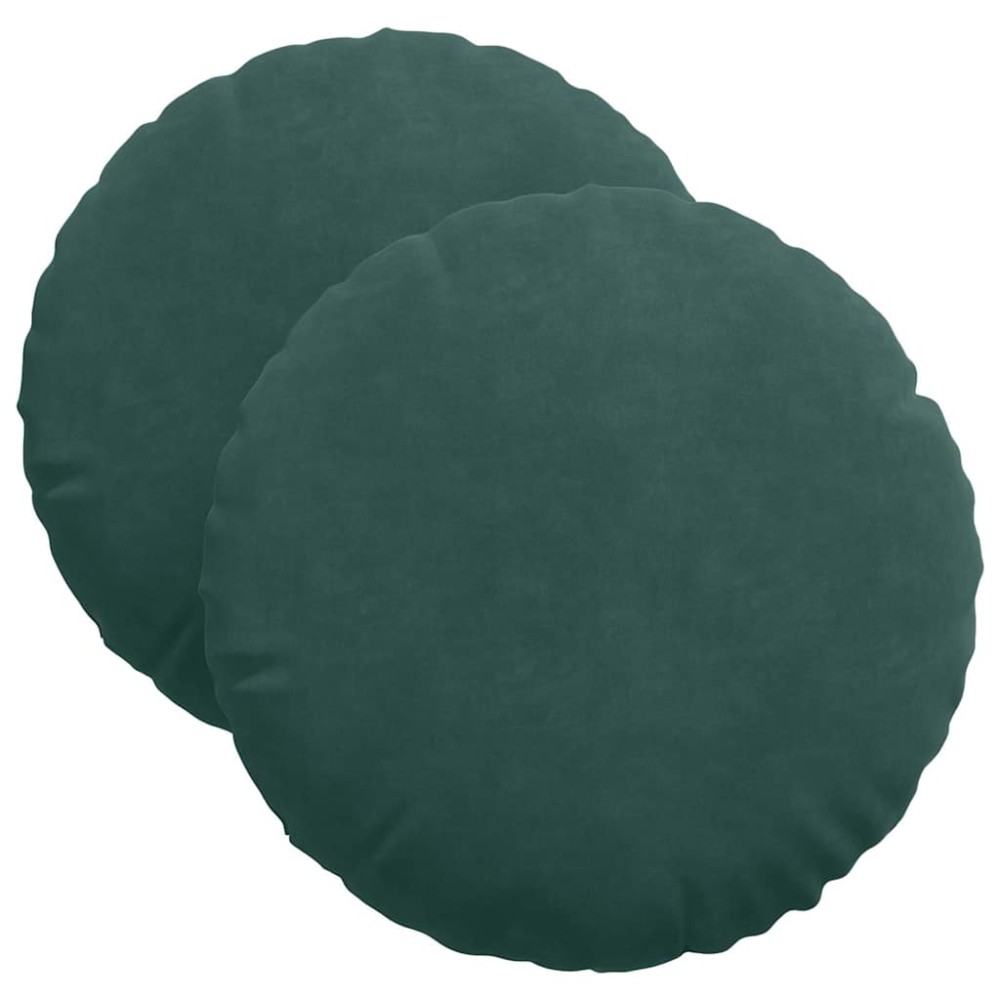 vidaXL Μαξιλάρια καθισμάτων 2 pcs Σκούρο Πράσινο Ø 40 x 13 εκ. Βελούδο
