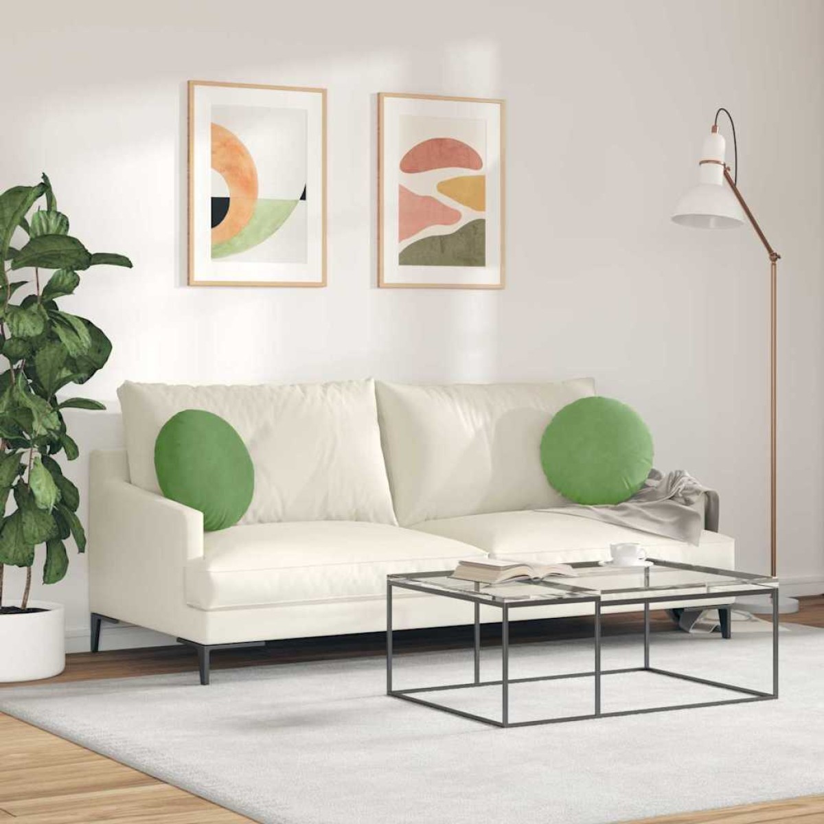 vidaXL Μαξιλάρια καθισμάτων 2 pcs Ανοιχτό Πράσινο Ø 40 x 13 εκ.
