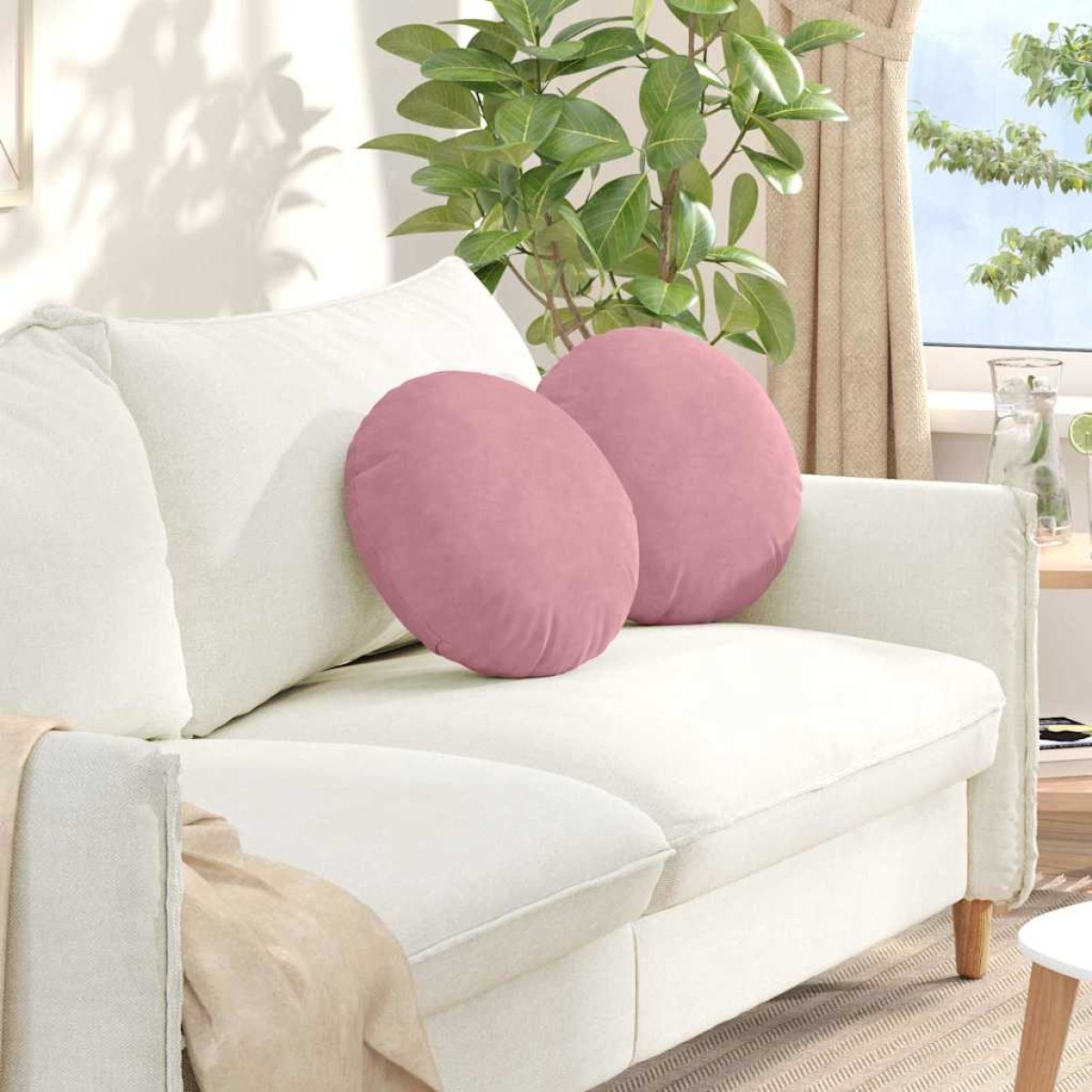 vidaXL Μαξιλάρια καθισμάτων 2 pcs Ροζ Ø 40 x 13 εκ. Βελούδο