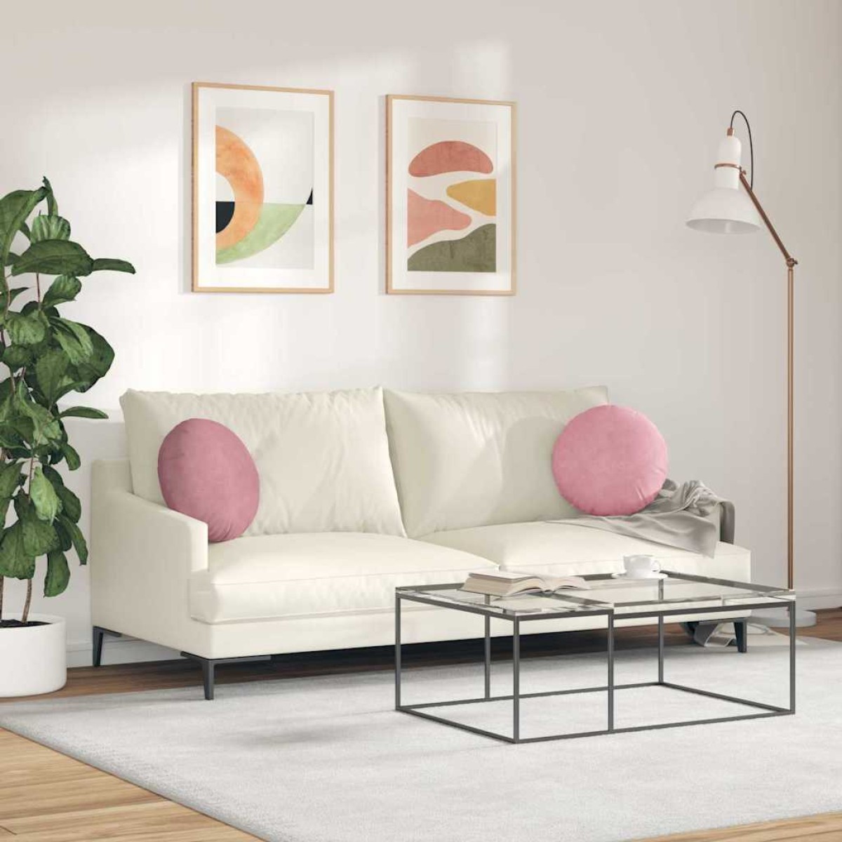 vidaXL Μαξιλάρια καθισμάτων 2 pcs Ροζ Ø 40 x 13 εκ. Βελούδο