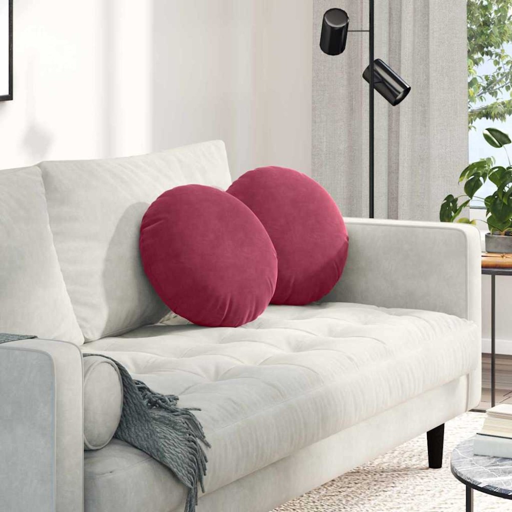 vidaXL Μαξιλάρια καθισμάτων 2 pcs Κόκκινο Ø 40 x 13 εκ. Βελούδο