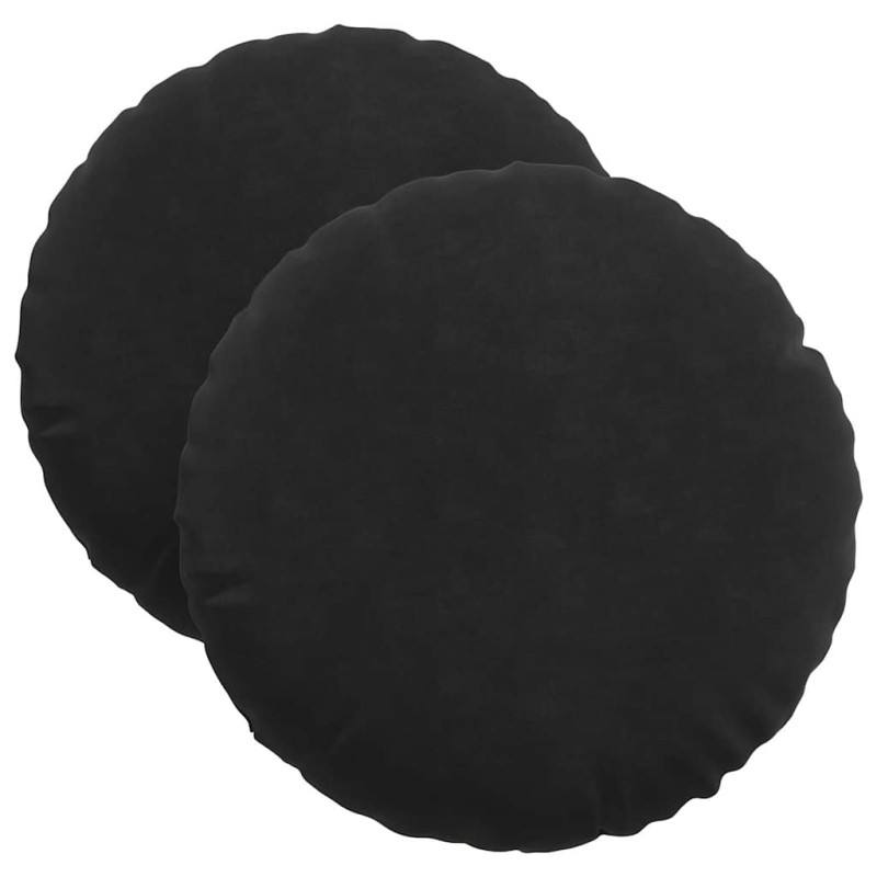 vidaXL Μαξιλάρια καθισμάτων 2 pcs Μαύρο Ø 40 x 13 εκ. Βελούδο