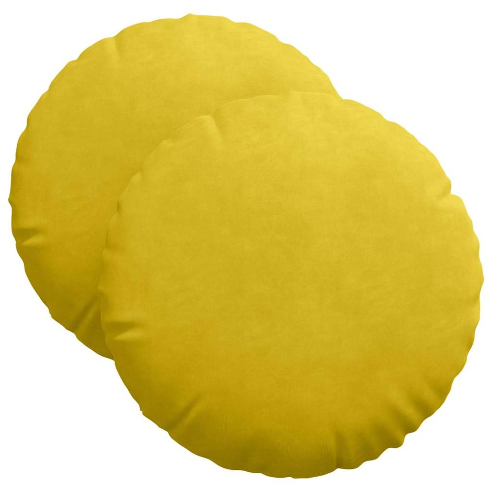 vidaXL Μαξιλάρια καθισμάτων 2 pcs Κίτρινο Ø 40 x 13 εκ. Βελούδο