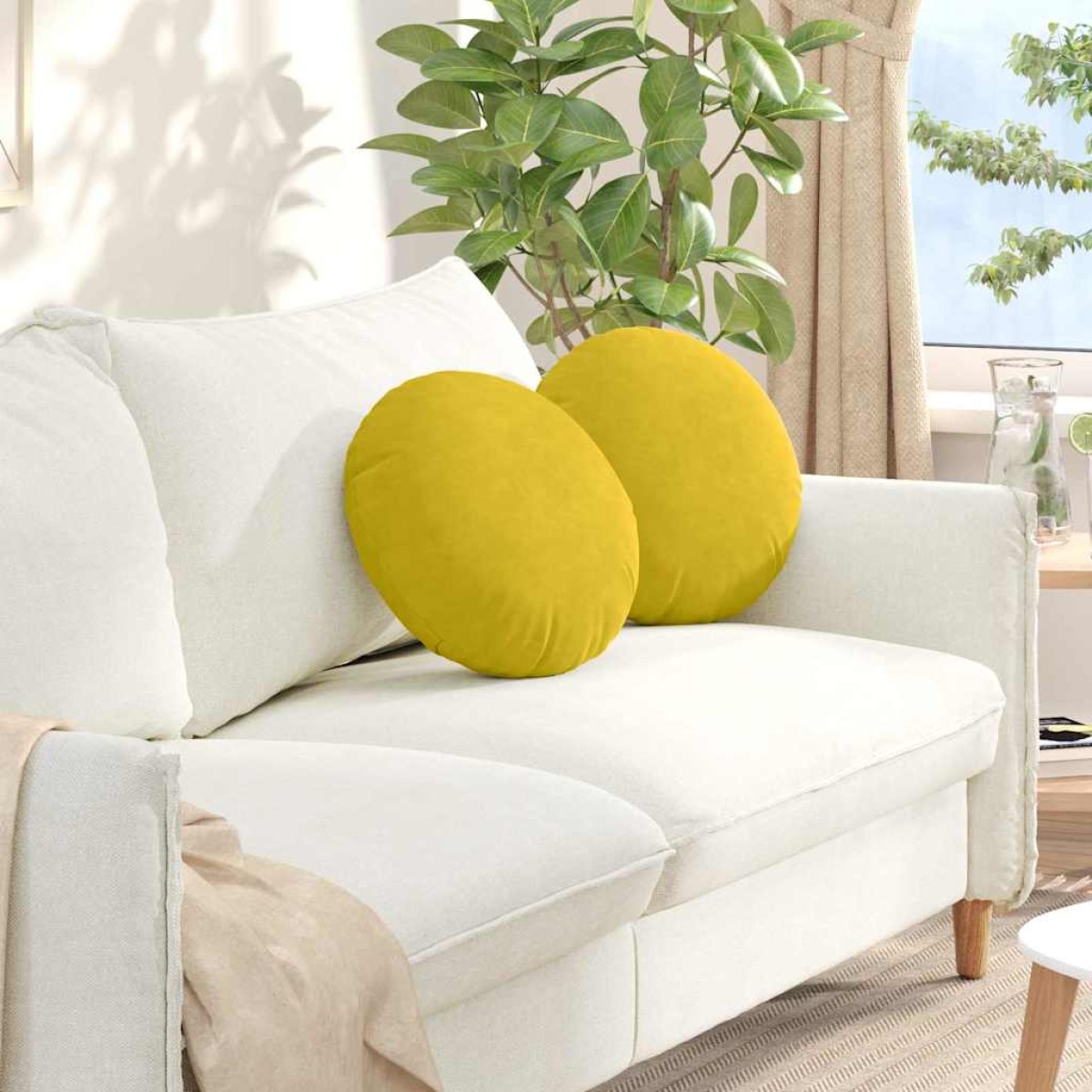 vidaXL Μαξιλάρια καθισμάτων 2 pcs Κίτρινο Ø 40 x 13 εκ. Βελούδο