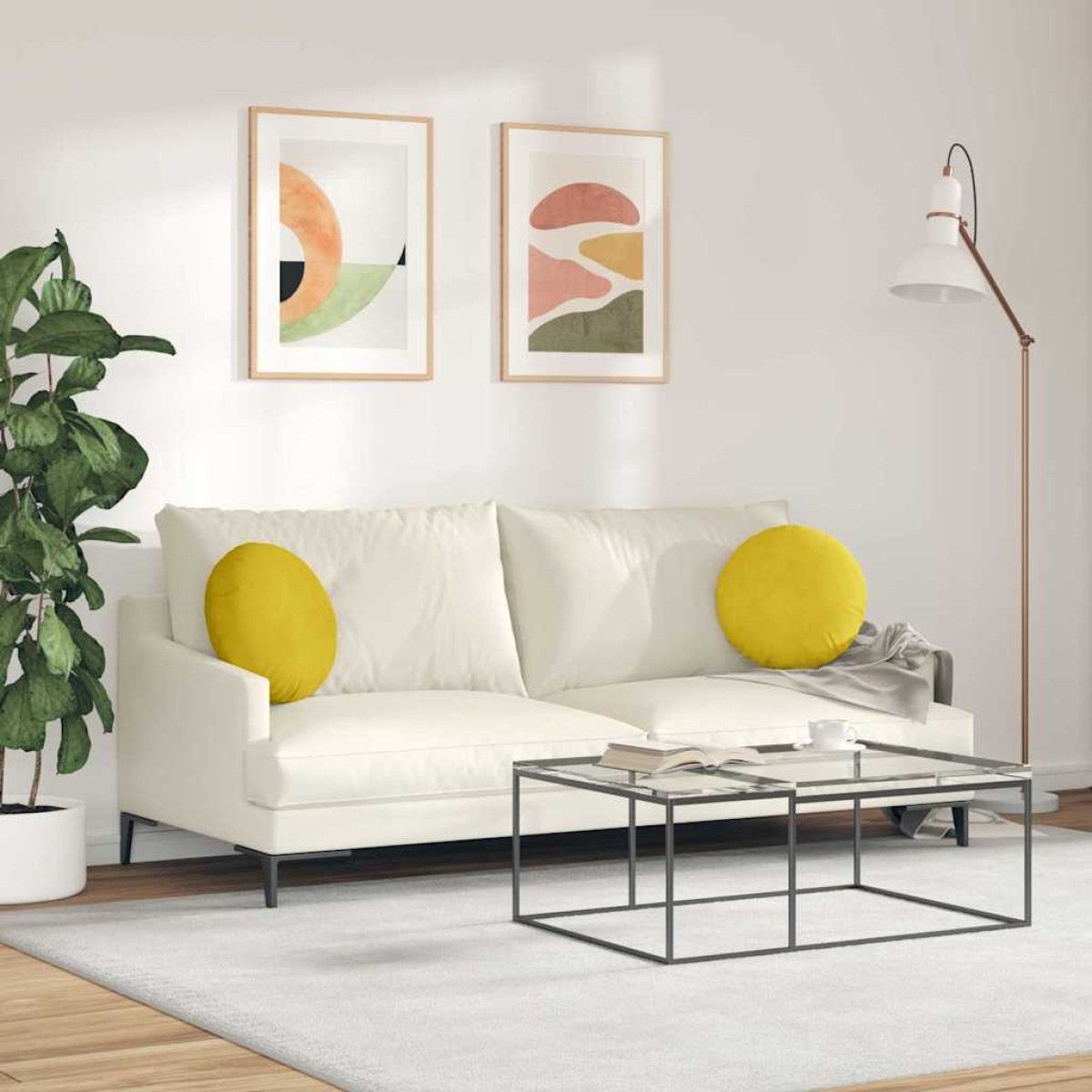 vidaXL Μαξιλάρια καθισμάτων 2 pcs Κίτρινο Ø 40 x 13 εκ. Βελούδο