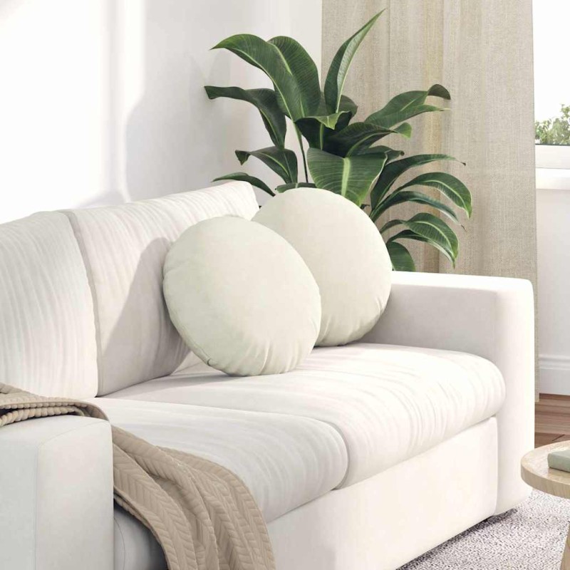 vidaXL Μαξιλάρια καθισμάτων 2 pcs Κρεμ Ø 40 x 13 εκ. Βελούδο