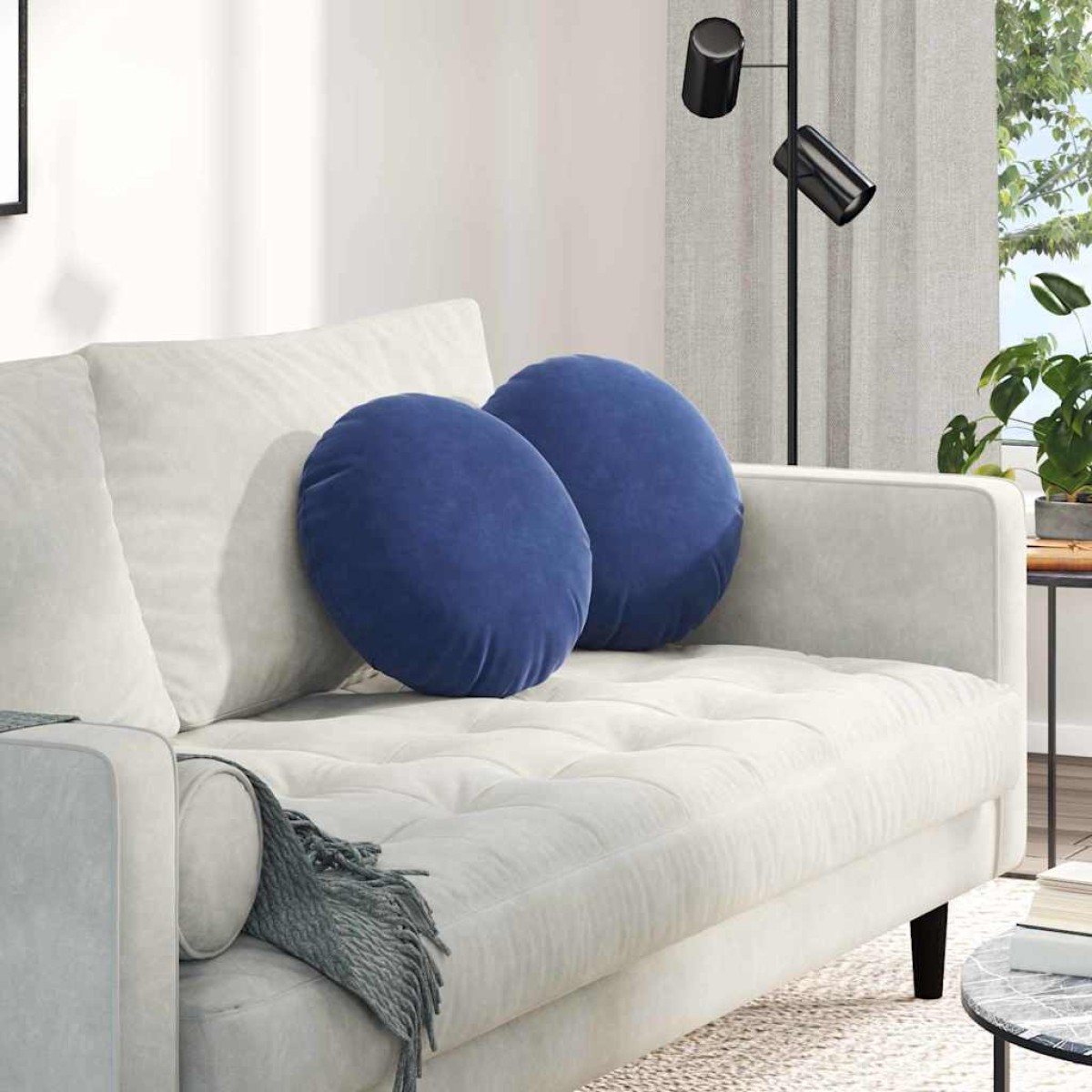 vidaXL Μαξιλάρια καθισμάτων 2 pcs Μπλε Αστυνομίας Ø 40 x 13 εκ.