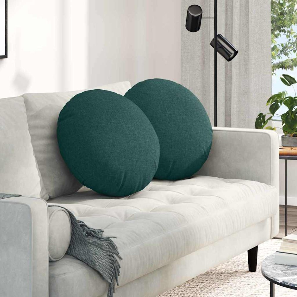 vidaXL Μαξιλάρια καθισμάτων 2 pcs ύφασμα Σκούρο Πράσινο Ø50 x 19 εκ