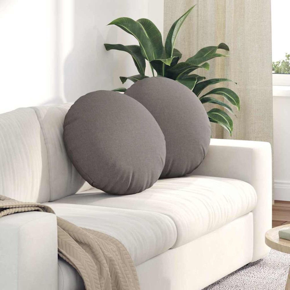 vidaXL Μαξιλάρια καθισμάτων 2 pcs ύφασμα Taupe Ø50 x 19 εκ