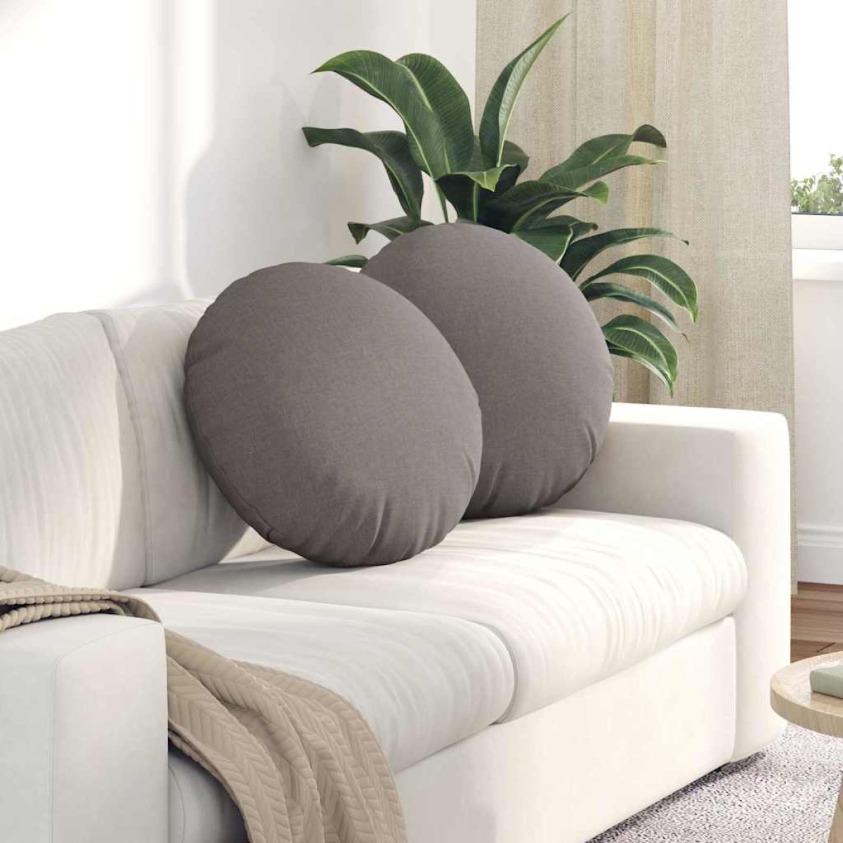 vidaXL Μαξιλάρια καθισμάτων 2 τμχ. ύφασμα Taupe Ø50 x 19 εκ