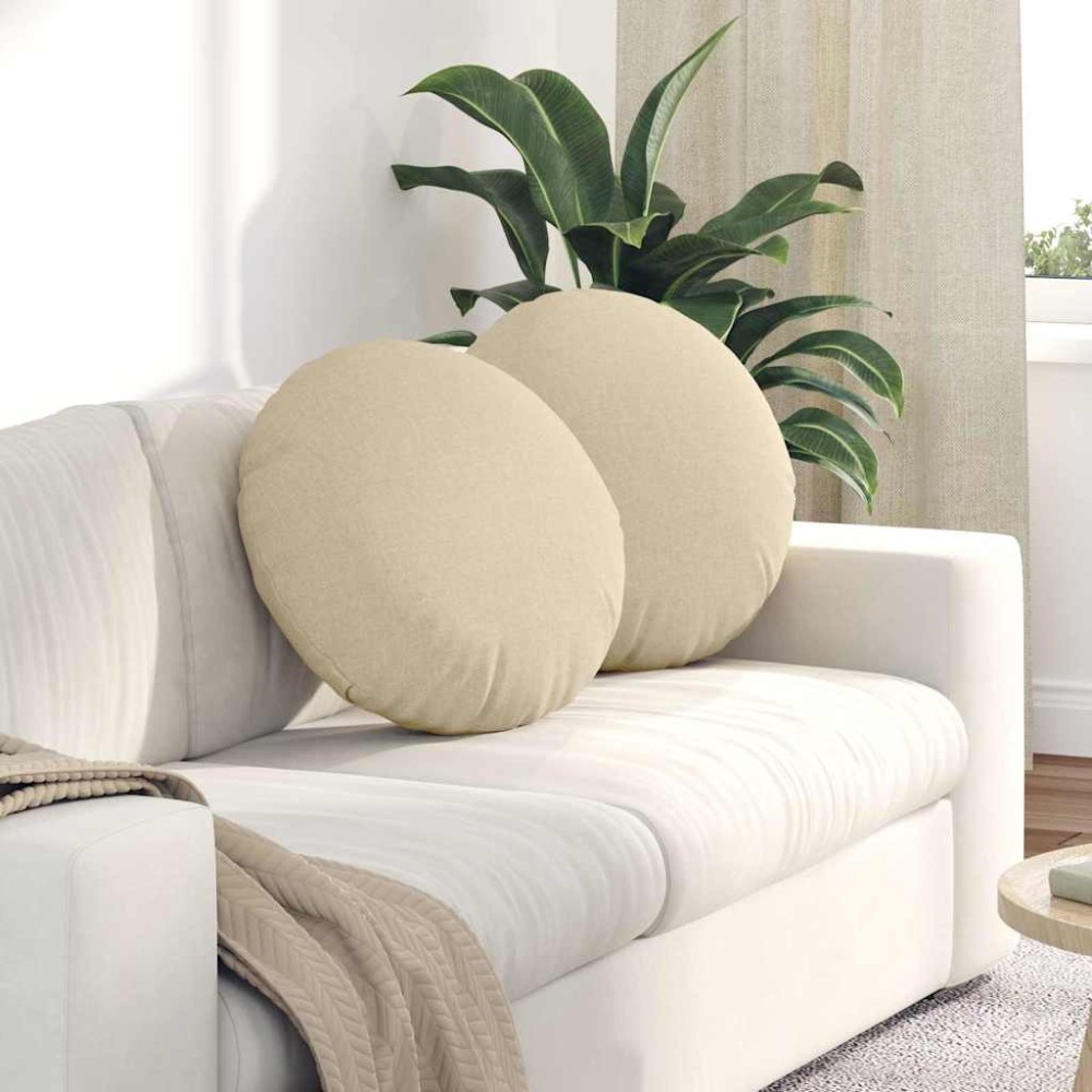 vidaXL Μαξιλάρια καθισμάτων 2 pcs ύφασμα Κρεμ Ø50 x 19 εκ