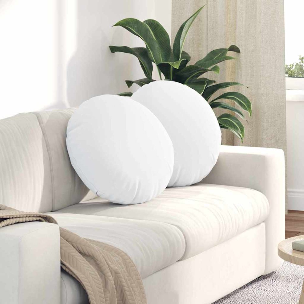 vidaXL Μαξιλάρια καθισμάτων 2 pcs ύφασμα Λευκό Ø50 x 19 εκ