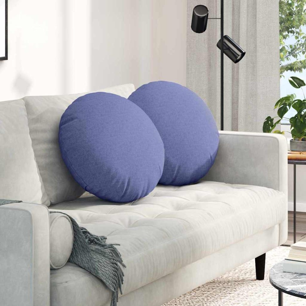 vidaXL Μαξιλάρια καθισμάτων 2 pcs ύφασμα Μπλε τζην Ø50 x 19 εκ
