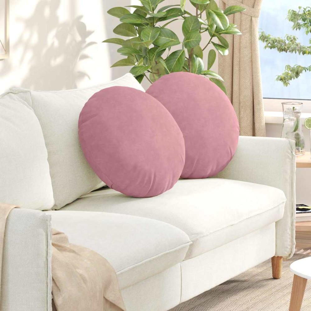 vidaXL Μαξιλάρια καθισμάτων 2 τμχ. Βελούδο Ροζ Ø50 x 19 εκ