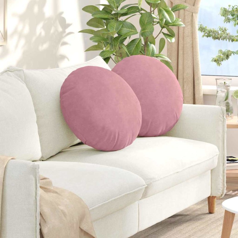 vidaXL Μαξιλάρια καθισμάτων 2 τμχ. Βελούδο Ροζ Ø50 x 19 εκ