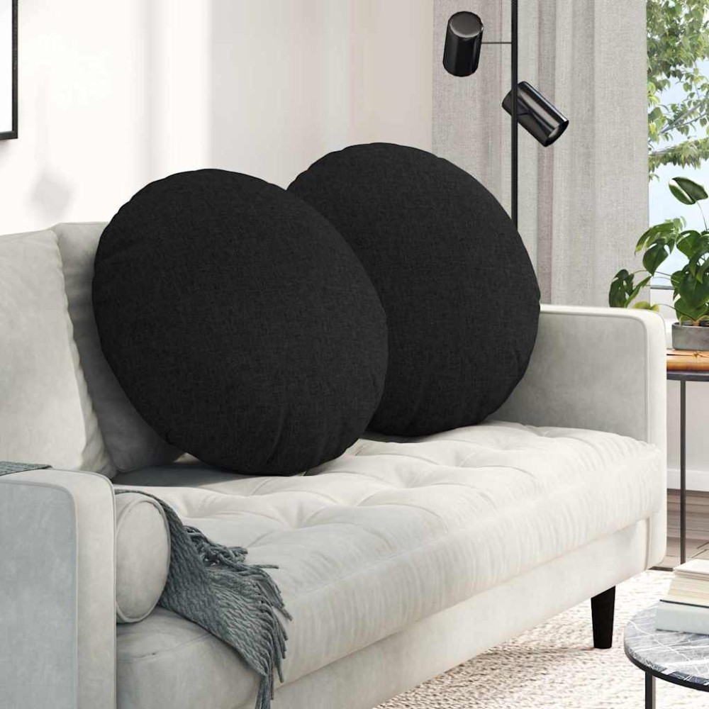 vidaXL Μαξιλάρια καθισμάτων 2 pcs ύφασμα Μαύρο Ø60 x 21 εκ
