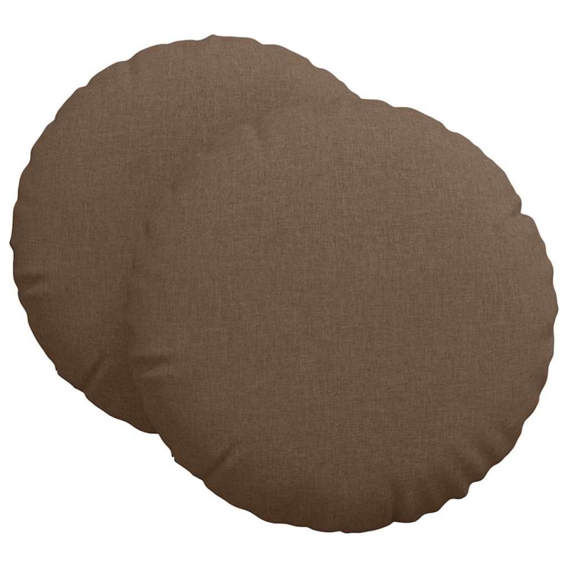 vidaXL Μαξιλάρια καθισμάτων 2 τμχ. ύφασμα Καφέ Ø60 x 21 εκ