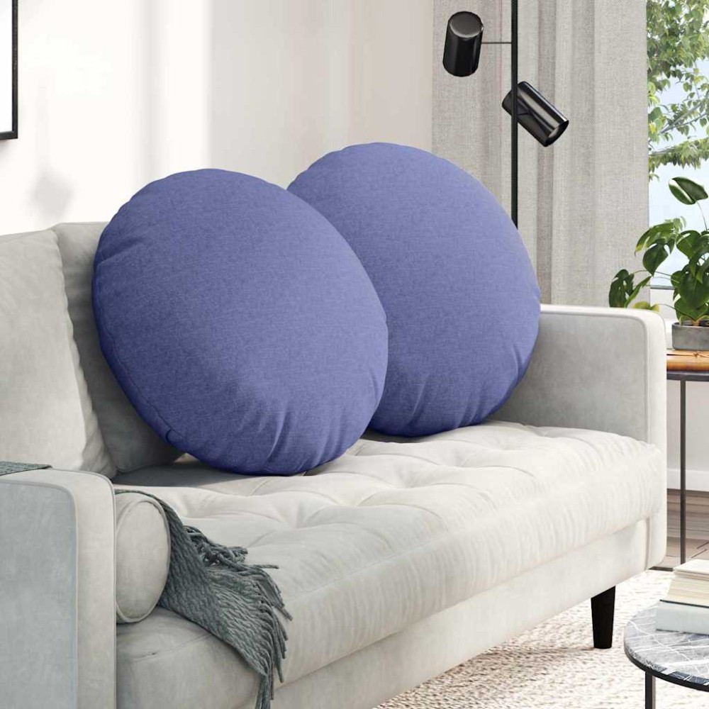 vidaXL Μαξιλάρια καθισμάτων 2 pcs ύφασμα Μπλε τζην Ø60 x 21 εκ