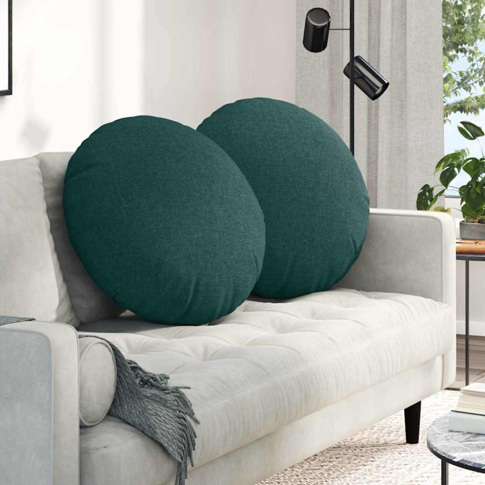 vidaXL Μαξιλάρια καθισμάτων 2 pcs ύφασμα Σκούρο Πράσινο Ø80 x 29 εκ