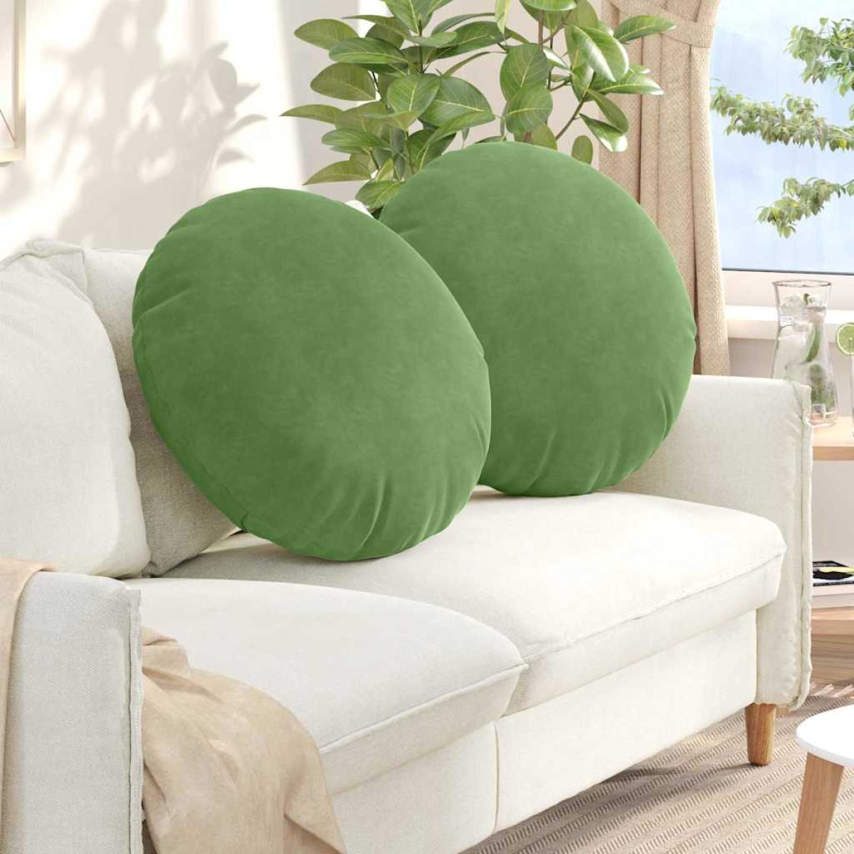 vidaXL Μαξιλάρια καθισμάτων 2 pcs Ανοιχτό Πράσινο Ø 40 x 13 εκ.